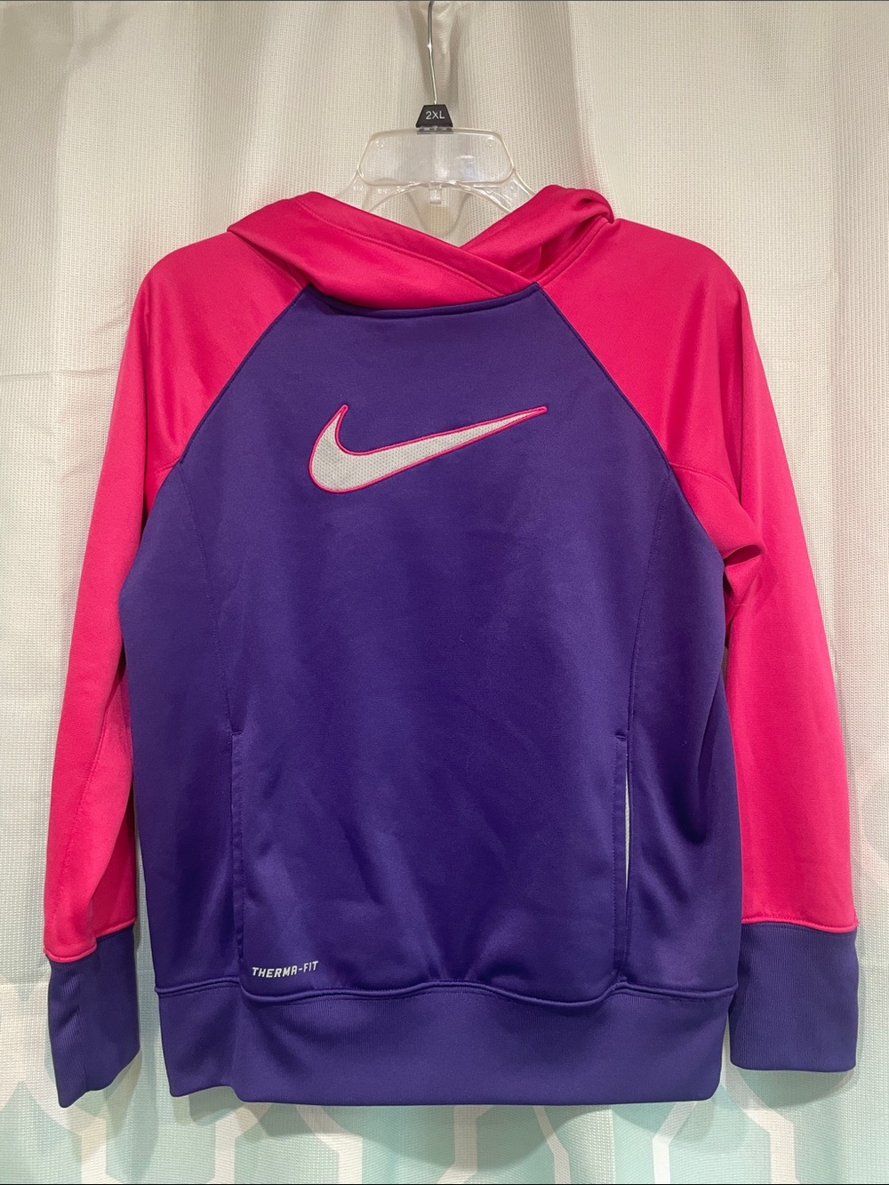 Nike Kids Purple and Pink Therma-Fit Pullover Hoodie